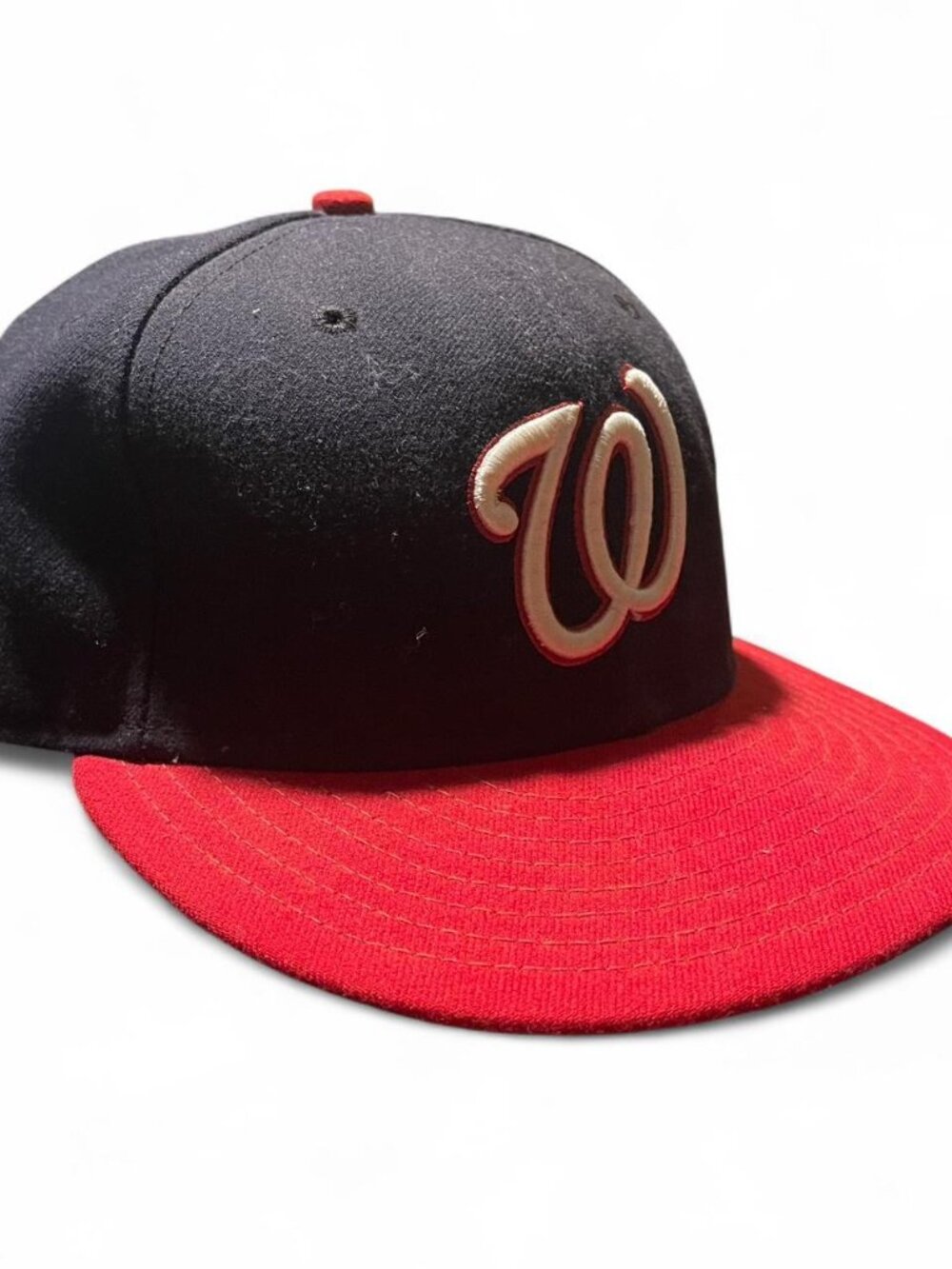 Washington Nationals New Era 59FIFTY Fitted Hat Size 7 1/4 Black Red MLB